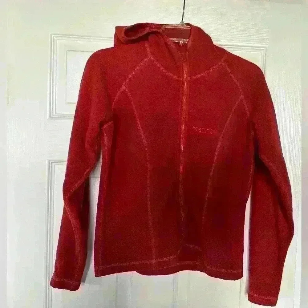 Marmot Womens Size S Hoodie Sweater Full Zip Burnt Orange Fleece Jacket